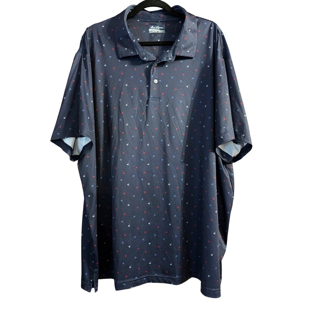Ben Hogan Performance Mens Patriotic Palm Trees Short Sleeve Polo Shirt Size 3XL